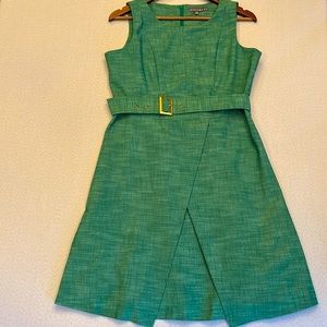 Sharango Dress soft green front wrap look belted